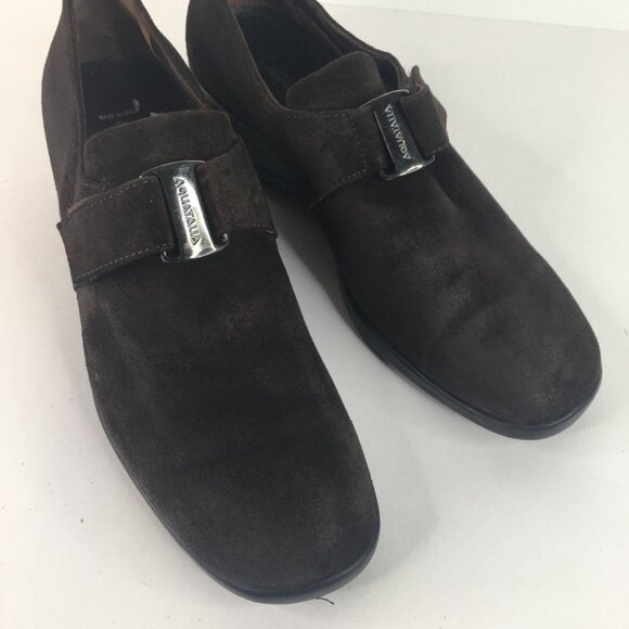 Aquatalia Brown Suede Wedge Loafer Velcro Closure Size 8 - Picture 3 of 11